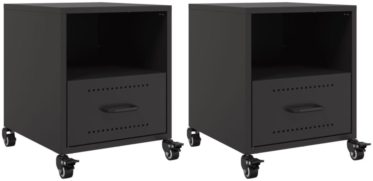 vidaXL Nachttische 2 Stk. Schwarz 36x39x43,5 cm Stahl 846705 Bild 1