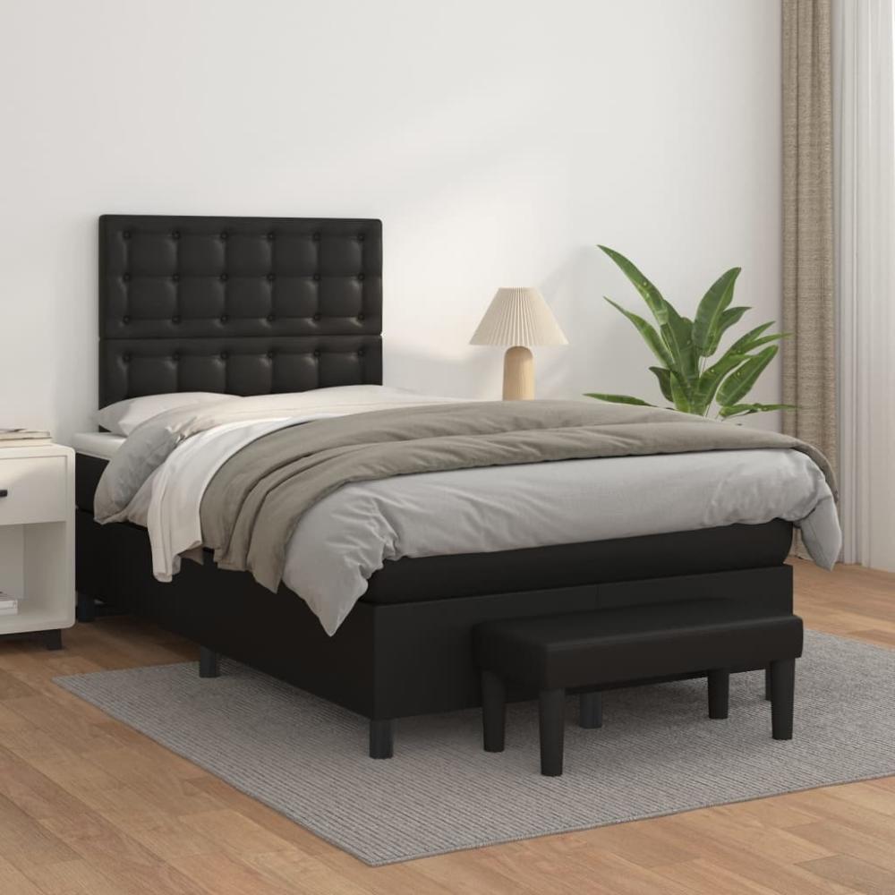 vidaXL Boxspringbett mit Matratze Schwarz 120x200 cm Kunstleder 3137653 Bild 1