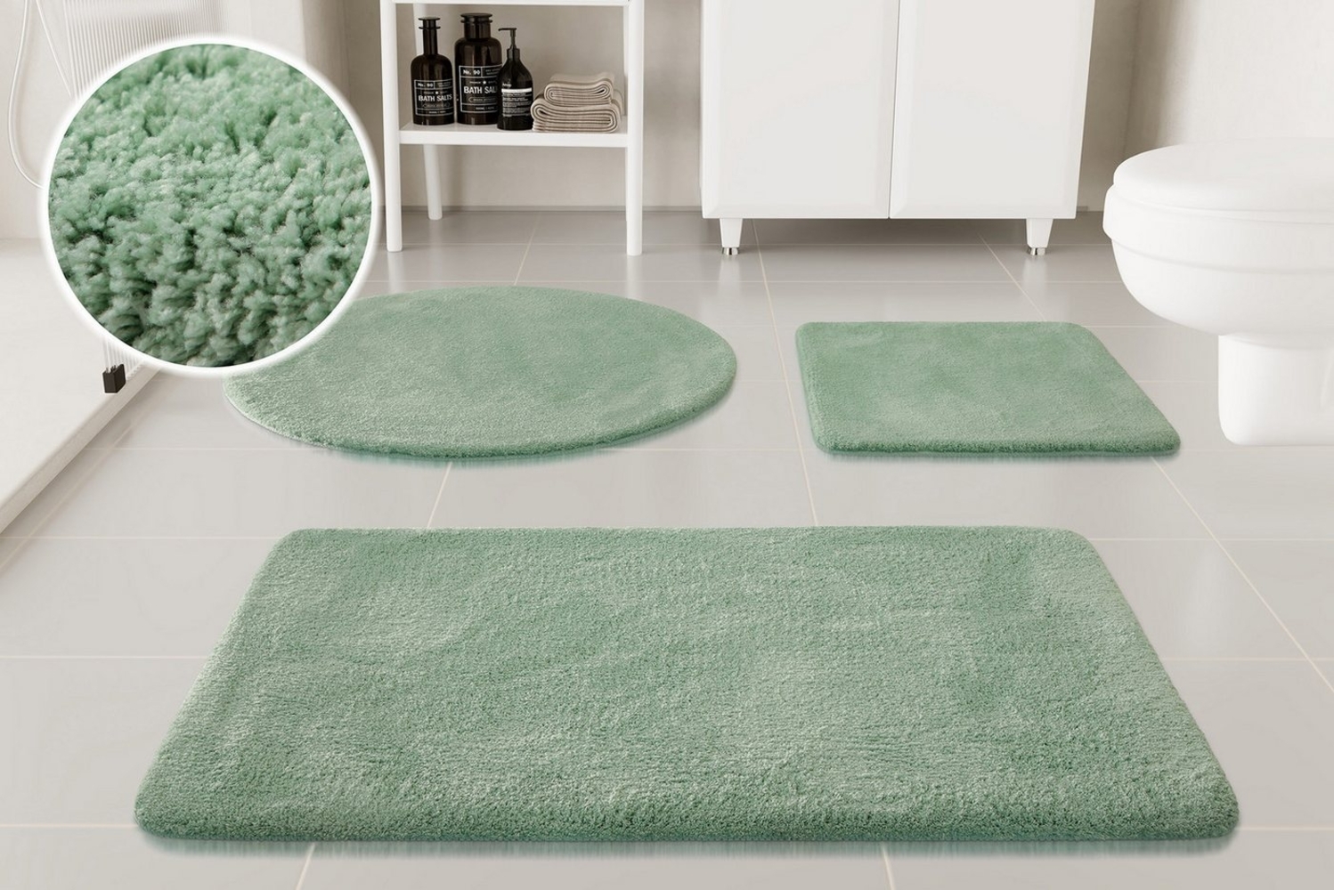 OTTO home Badematte Neele, Höhe 20 mm, rutschhemmend beschichtet, schnell trocknend, Polyester, rechteckig, Badteppich, getuftet, modern, Uni, antirutsch, flauschig, Hochflor Bild 1