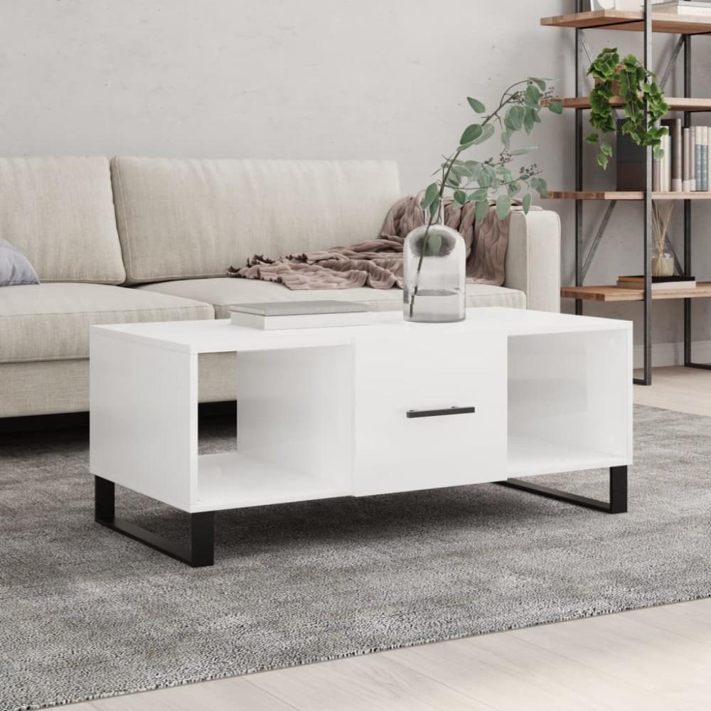 vidaXL Couchtisch Hochglanz-Weiß 102x50x40 cm Holzwerkstoff 829326 Bild 1