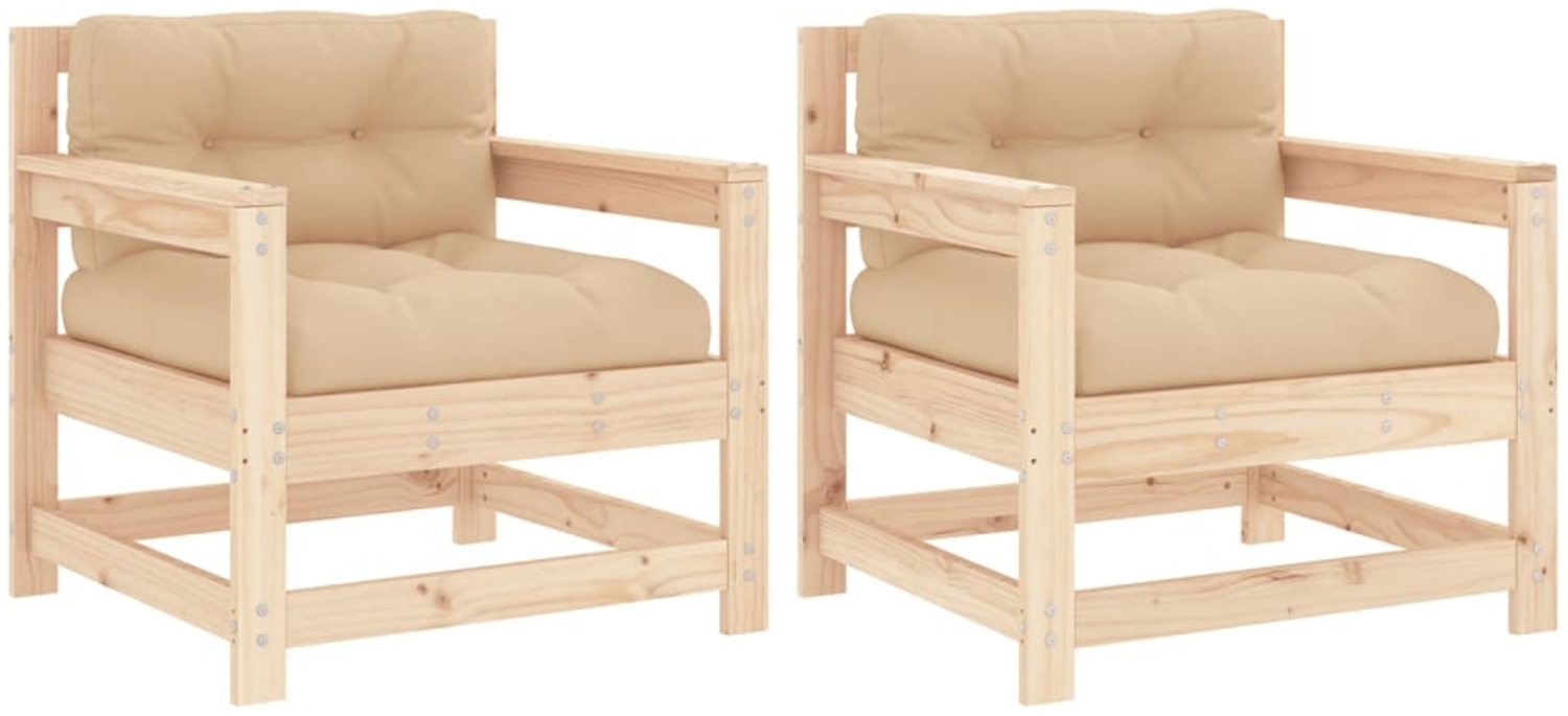 vidaXL Gartenstühle mit Kissen 2 Stk. Massivholz Kiefer 825562 Bild 1