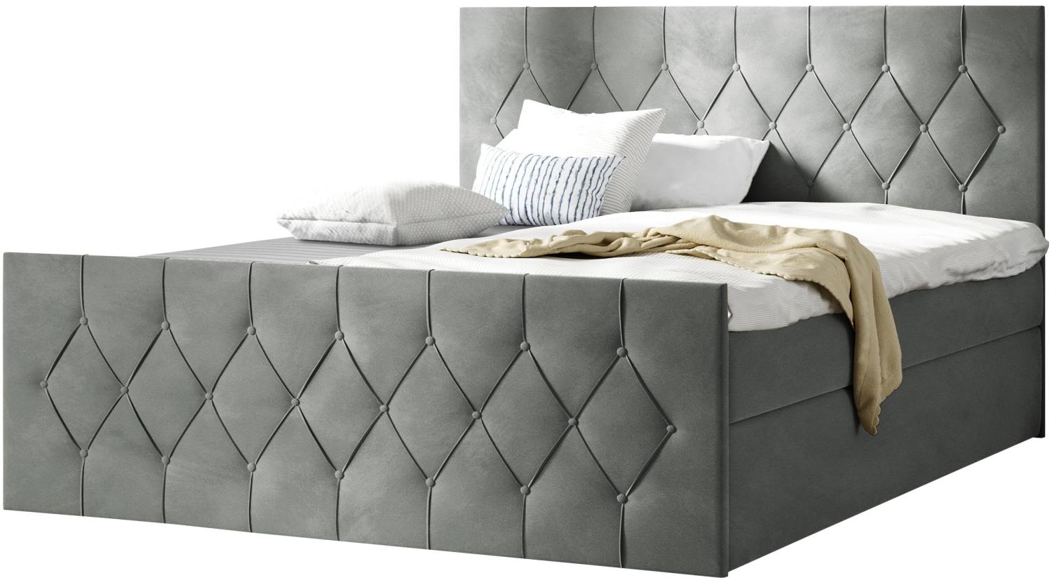 Boxspringbett Simori Lux, Grau, 180x200 cm Bild 1