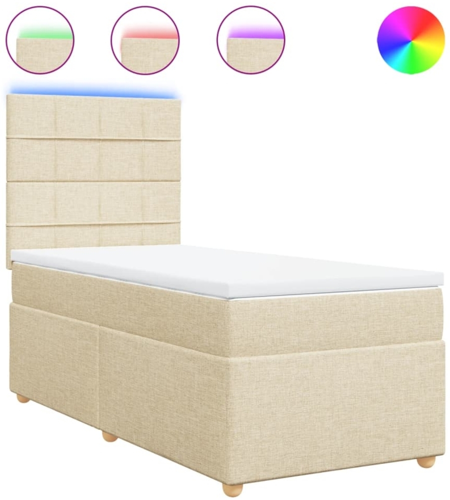 vidaXL Boxspringbett mit Matratze Creme 90x200 cm Stoff 3293468 Bild 1