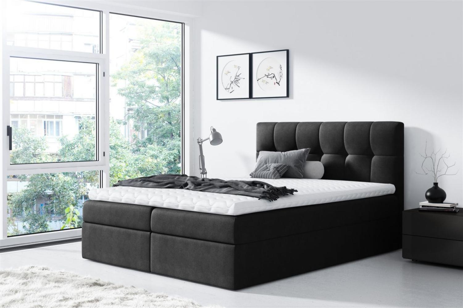 Boxspringbett CARMEN 200x200cm Schwarz Bild 1