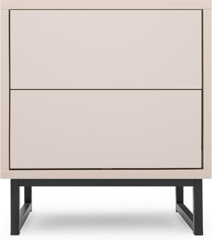 Deine Möbel 24 Nachttisch GENEVE Nachtkommode Nachtkonsole 43 cm brei GENEVE-Kollektion (Set, 1-St, mit 2 Schubladen Sandbeige Beige Dunklegrün), ideal für Ihr Schlafzimmer Bild 1