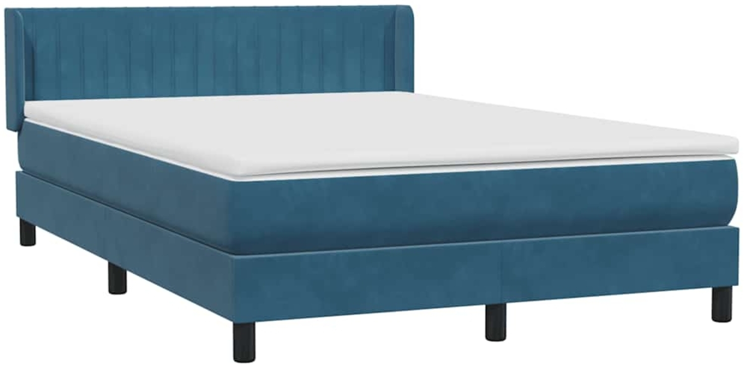 vidaXL Boxspringbett mit Matratze Dunkelblau 140x220 cm Samt 3318325 Bild 1