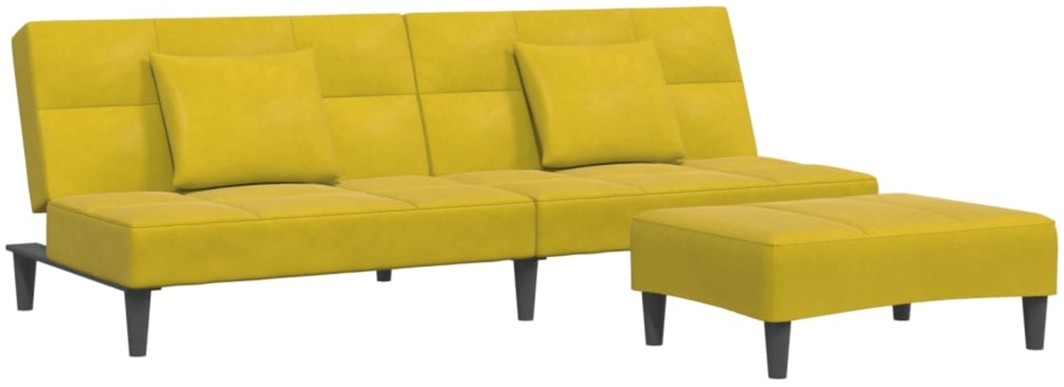 vidaXL Schlafsofa 2-Sitzer mit Fußhocker Gelb Samt 3258114 Bild 1