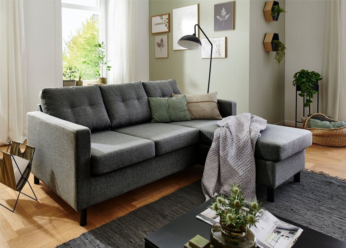 ATLANTIC home collection Ecksofa Tea L-Form, Ecksofa, frei im Raum stellbar und Recamiere beidseitig montierbar Bild 1