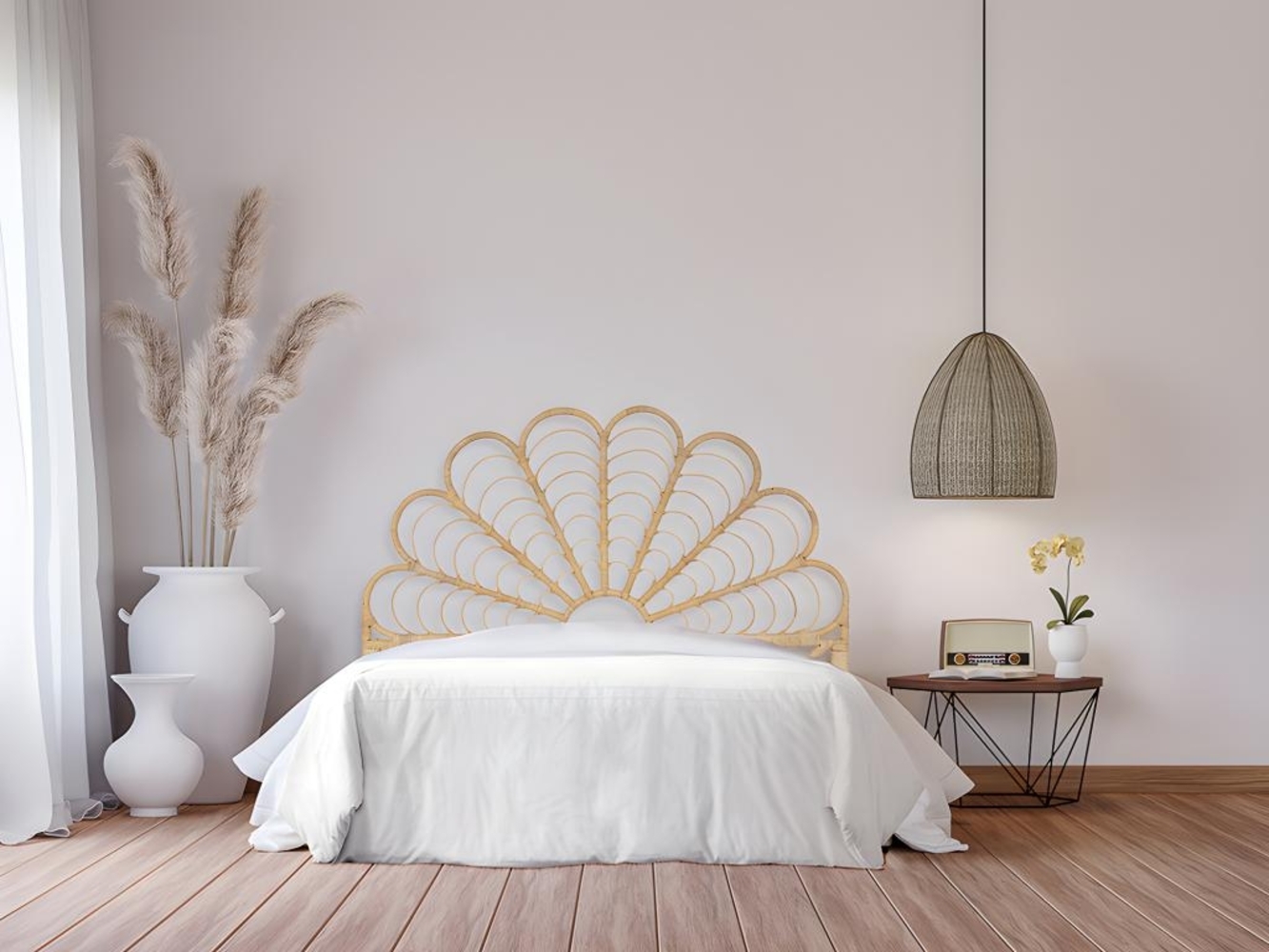 Vente-unique - Bettkopfteil - Rattan - 140 cm - Naturfarben - FLOSIA Bild 1