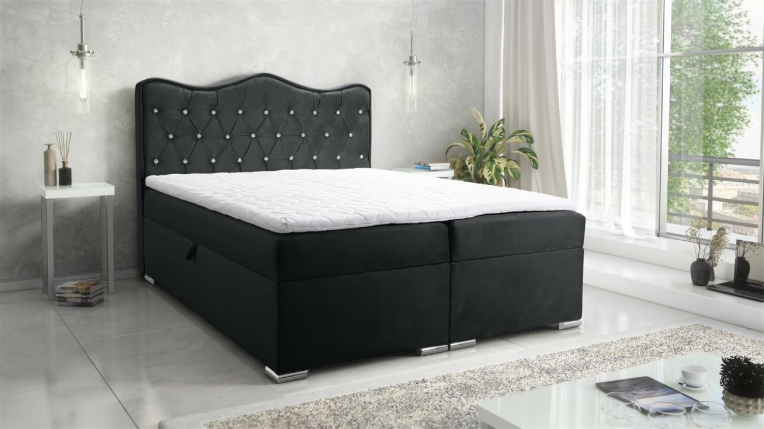 Boxspringbett Schlafzimmerbett SULTAN New in Stoff Velvet X Schwarz 220x200cm Bild 1