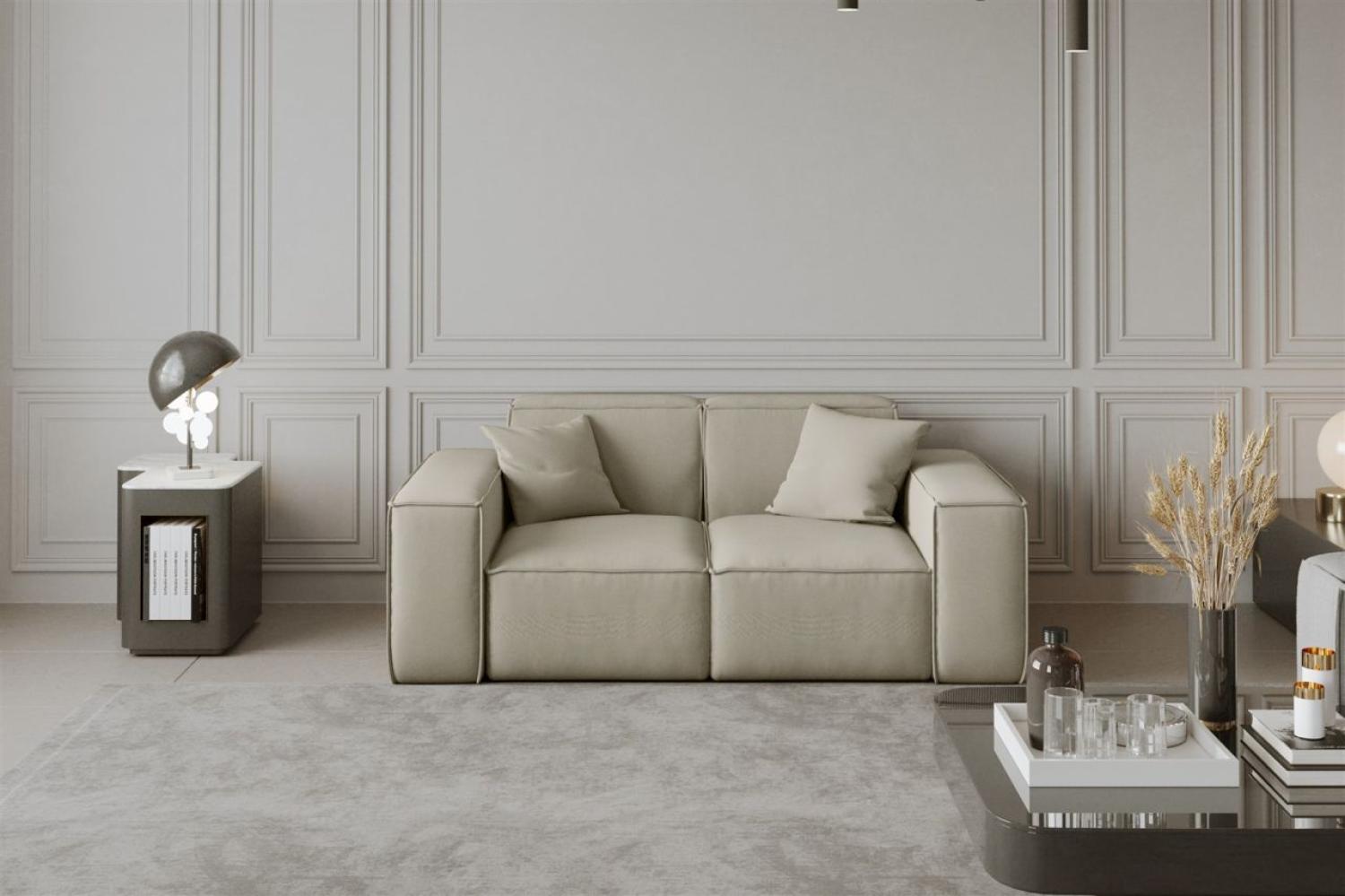 Sofa Designersofa CELES 2-Sitzer in Stoff Opera Velvet Creme Bild 1