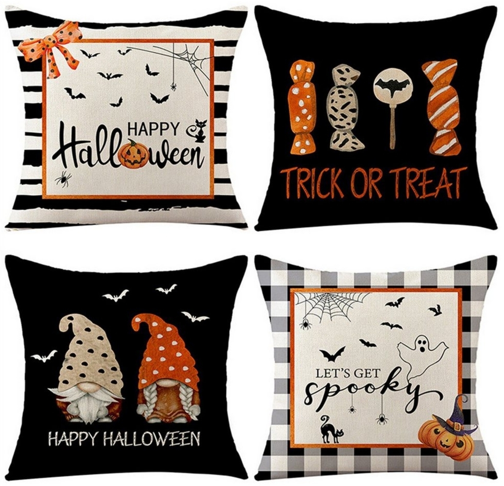 BYSURE Kissenbezüge, 4er set Halloween-Kissenbezügen, 45 x 45 cm Bild 1