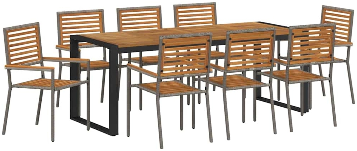 vidaXL Garten Essgruppe 9 pcs Grau und Holz Poly-Rattan 3365488 Bild 1