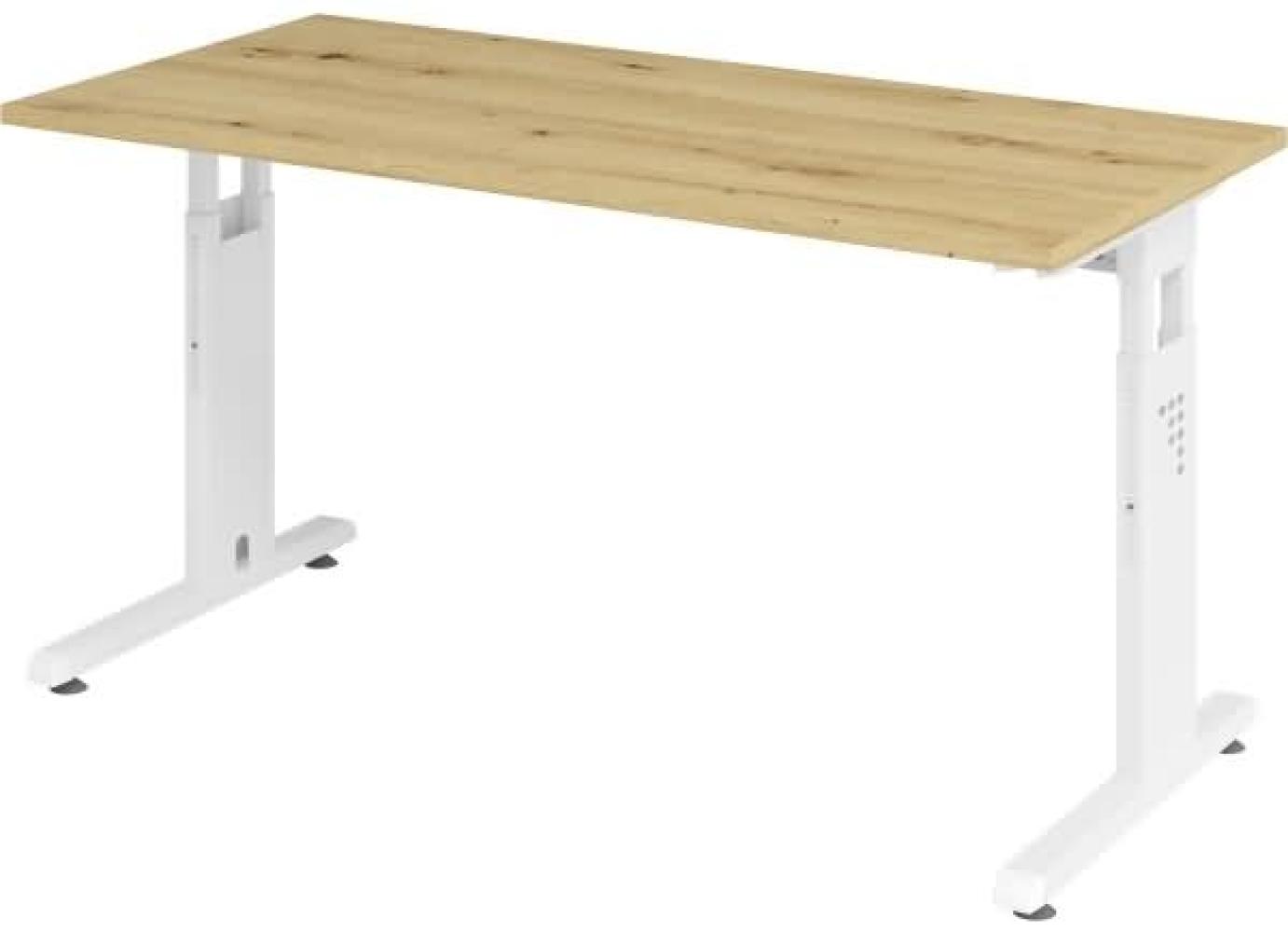 Schreibtisch C-Fuß 140x67cm Asteiche/Weiß Bild 1