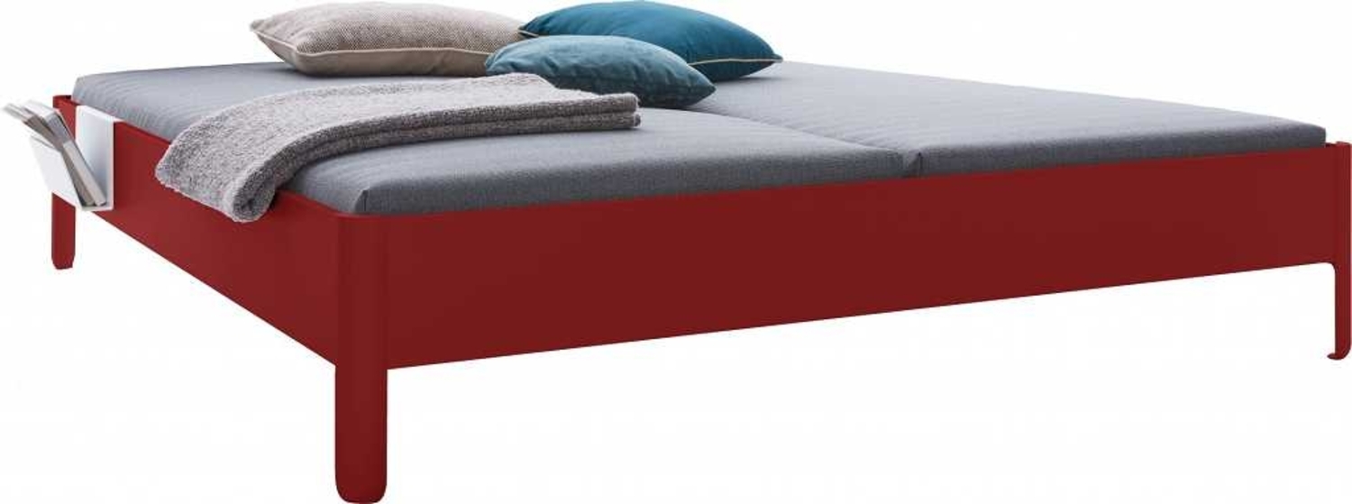 NAIT Doppelbett farbig lackiert Karmesinrot 160 x 220cm Ohne Kopfteil Bild 1