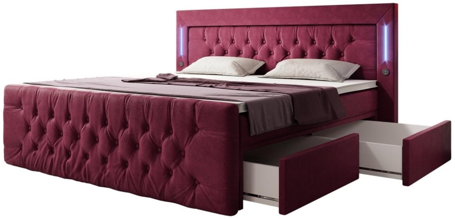 Boxspringbett Diva 140x200 H4 Rot Bild 1