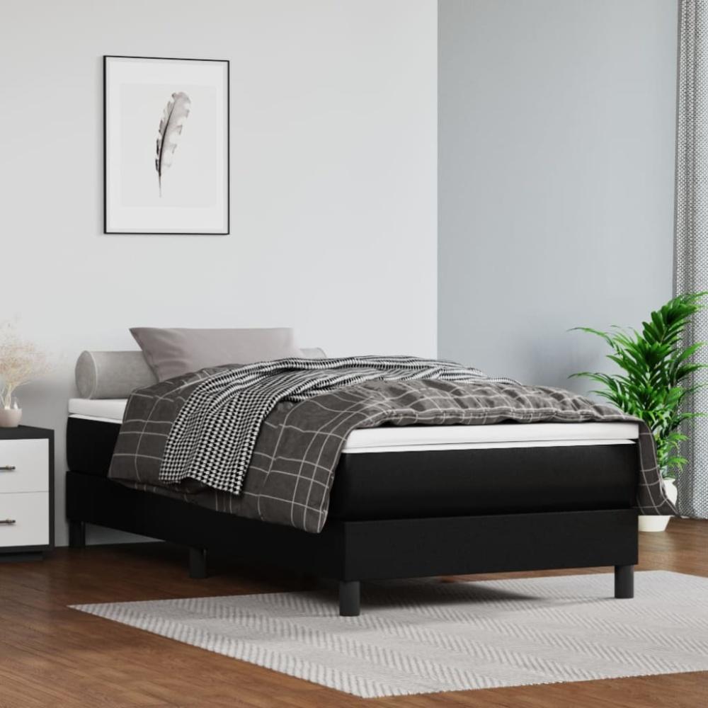 vidaXL Boxspringbett mit Matratze Schwarz 100x200 cm Kunstleder 3144243 Bild 1