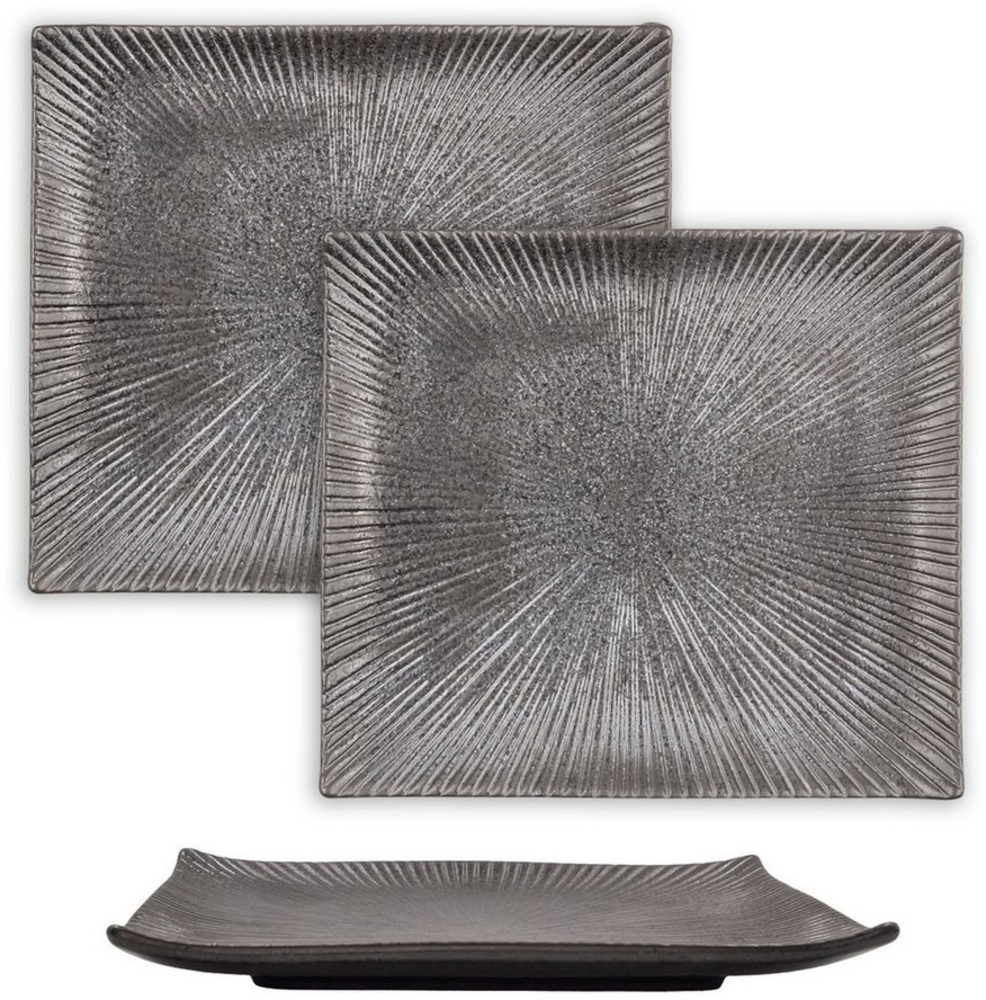 Intirilife Sushiteller, (2 St), 2x Sushi Platte Servier Teller Geschirr aus Porzellan Schwarz Bild 1