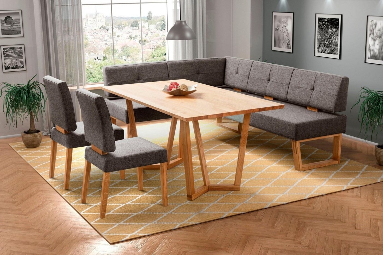 Home affaire Eckbankgruppe Ponza Eckbank Küchenbank BESTSELLER, (Set, 4-tlg), Sitzgruppe Esszimmer Stühle Tisch und Bank bequem gepolstert Bild 1