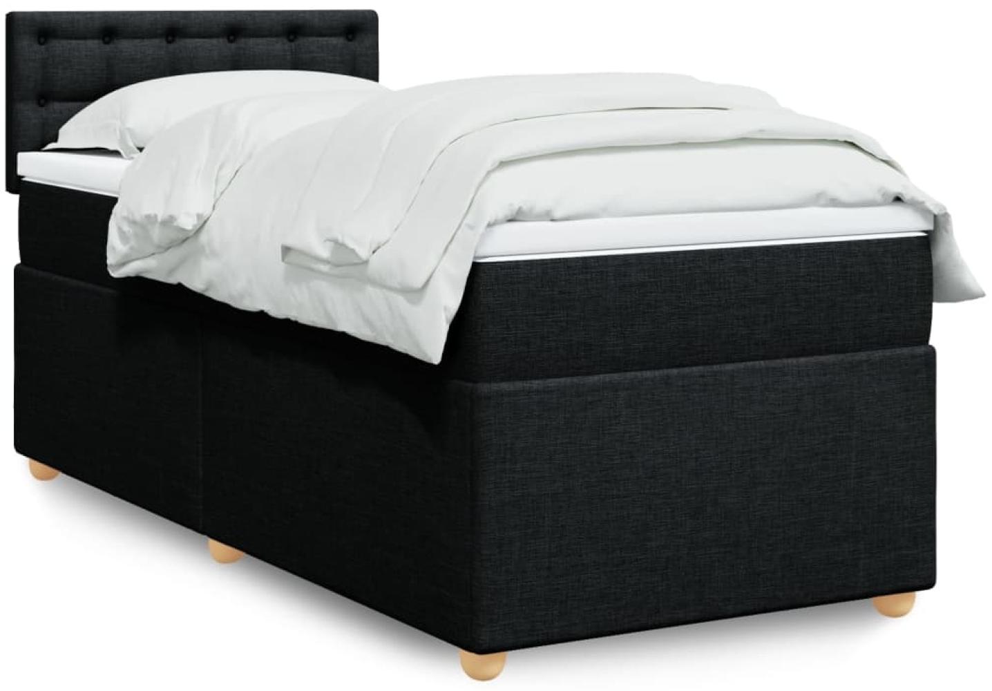 vidaXL Boxspringbett mit Matratze Schwarz 80x200 cm Stoff 3288823 Bild 1