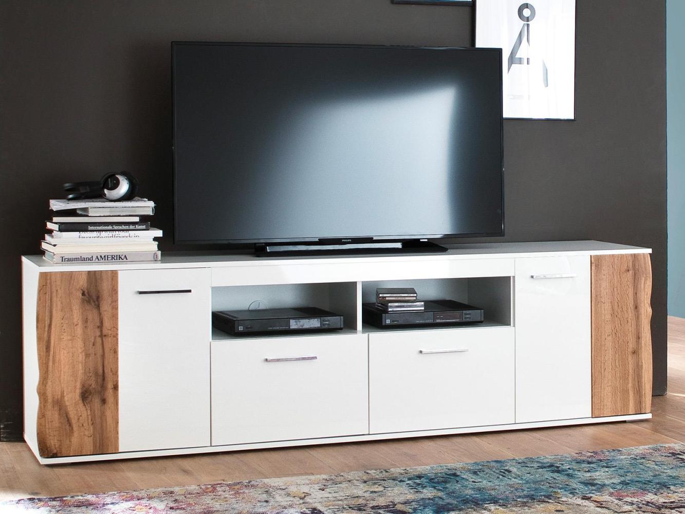 TV-Board >Gandia< in Weiß/Hochglanz aus MDF - 203x59x44cm (BxHxT) Bild 1
