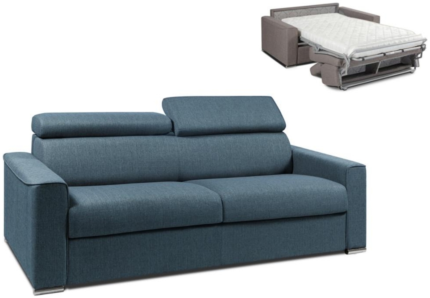 Schlafsofa 4-Sitzer Stoff VIZIR - Blau - Liegefläche: 160 cm - Matratzenhöhe: 14 cm Bild 1