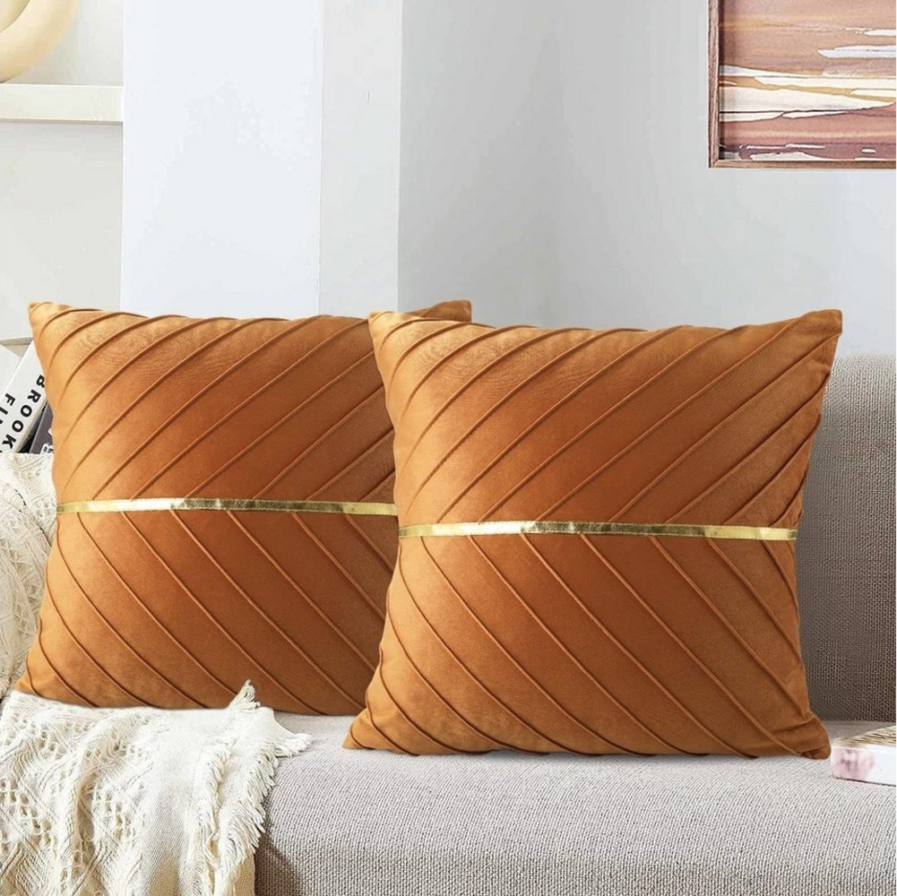 BYSURE Kissenbezüge, (2 Stück), samt Golden Patchwork Kissenbezug 45x45cm Bild 1