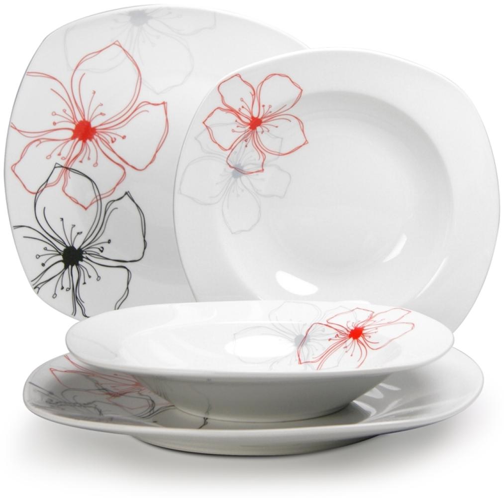 CreaTable Tafelservice TROPICAL FLOWERS 12-tlg aus Porzellan Bild 1