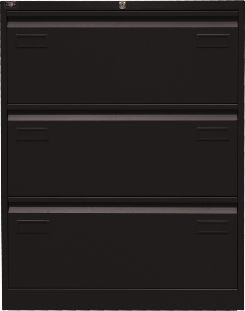 BISLEY Light Hängeregistraturschrank mit Schloss aus Metall in schwarz, 3 Schubladen, doppelbahnig - Hängeregisterschrank abschließbar, Hängeregistratur für Hängemappen & Hängeordner, CDF3-633 Bild 1