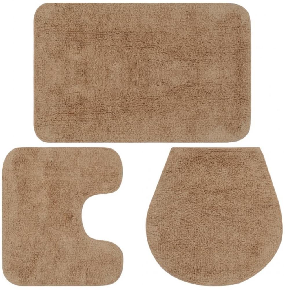 vidaXL Badematten-Set 3-tlg. Stoff Beige 133223 Bild 1