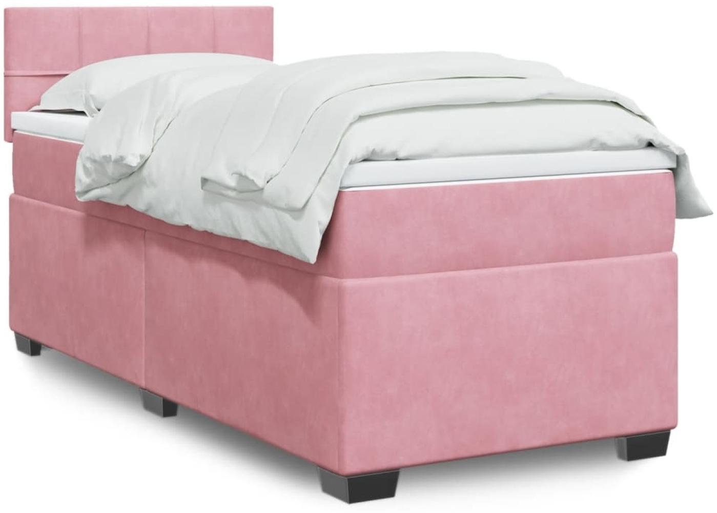 vidaXL Boxspringbett mit Matratze Rosa 100x200 cm Samt 3286239 Bild 1