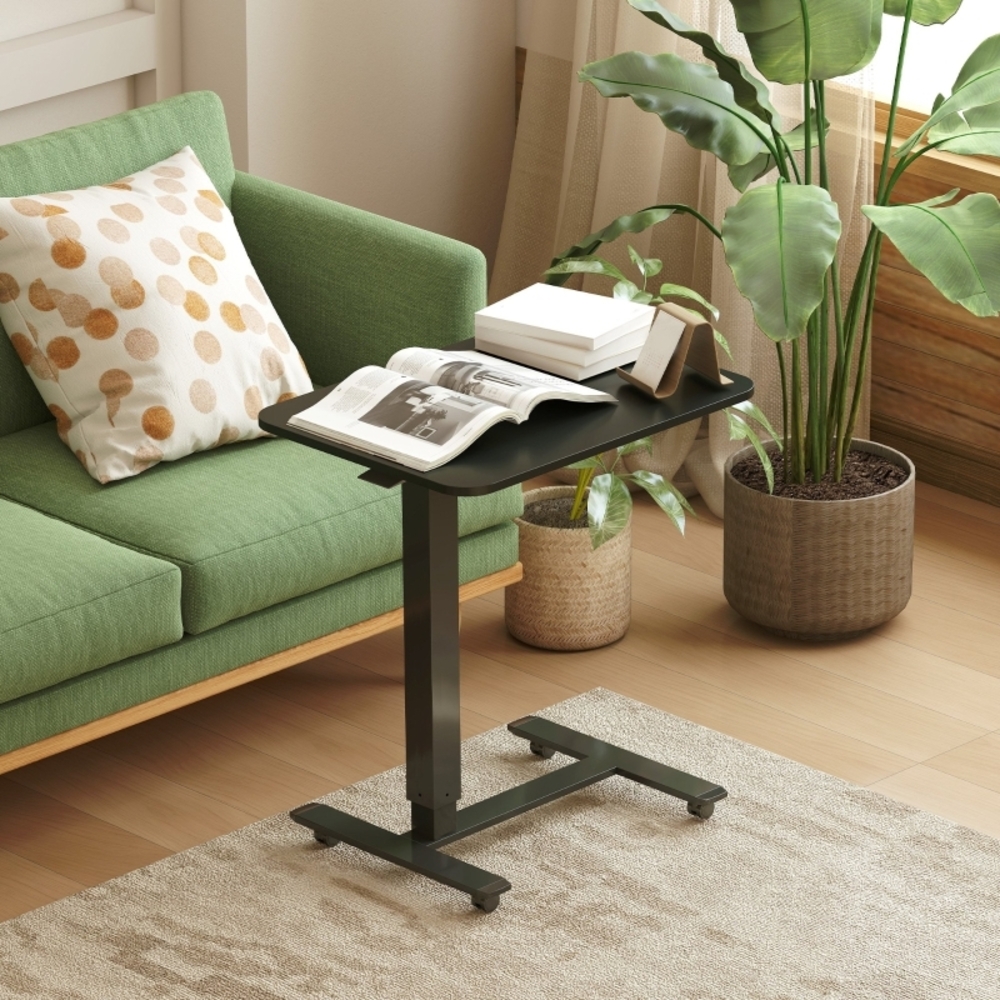 Höhenverstellbarer Schreibtisch Mit Rollen & Gaslift - Mobiler Stehpult Schreibtisch Verstellbarer Laptoptisch, Schwarz Bild 1