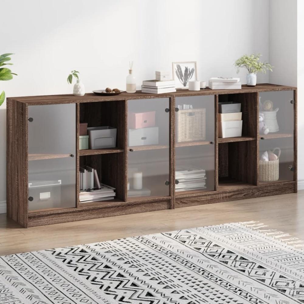 vidaXL Bücherschrank mit Türen Braun Eichen-Optik 204x37x75 cm Bild 1