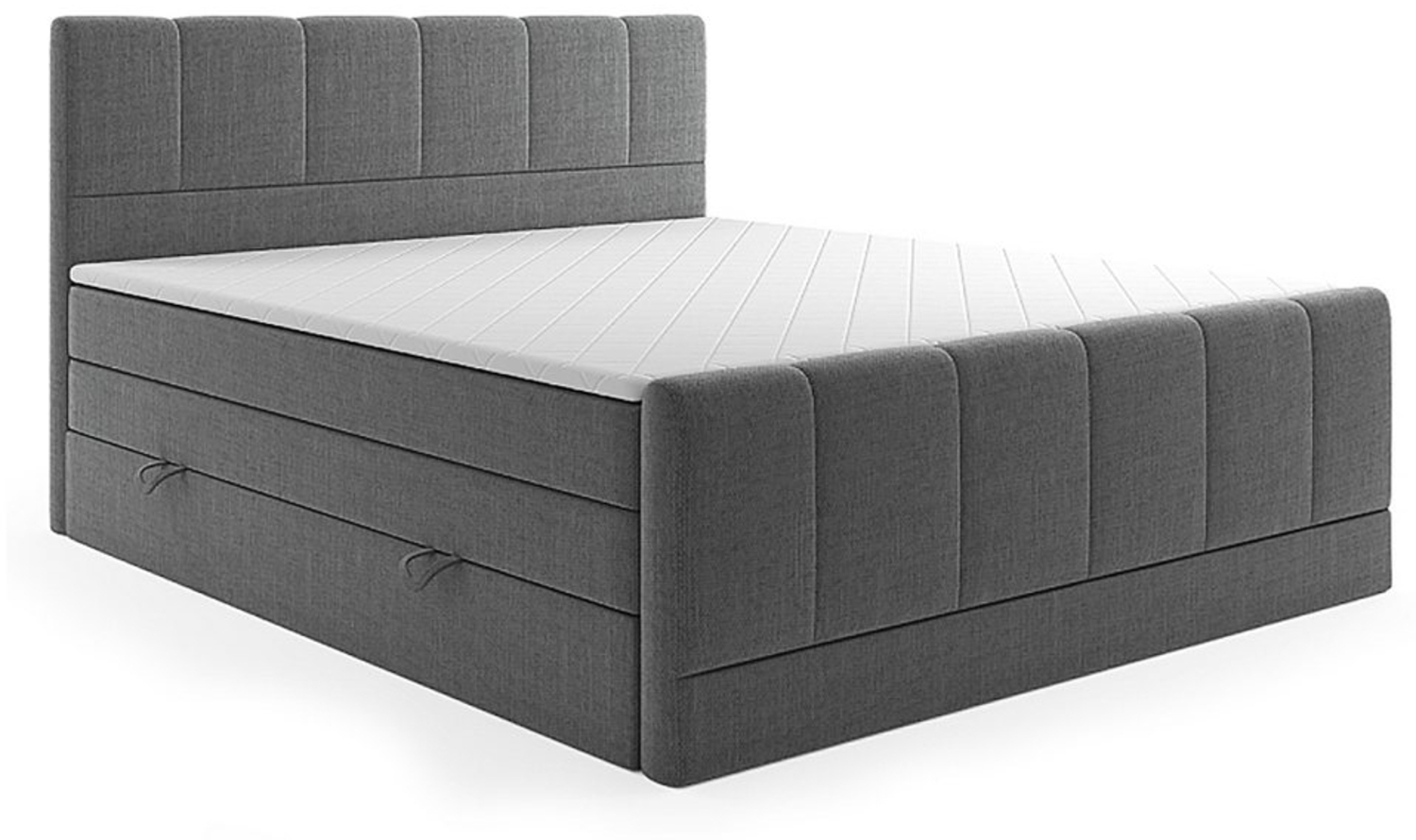 M-Punkt24 Boxspringbett Ibiza (Grau oder Schwarz, Liegefläche 180 x 200cm, inkl. 7 Zonen Taschenfederkernmatratze), mit Bettkasten, Topper, Fußteil Bild 1