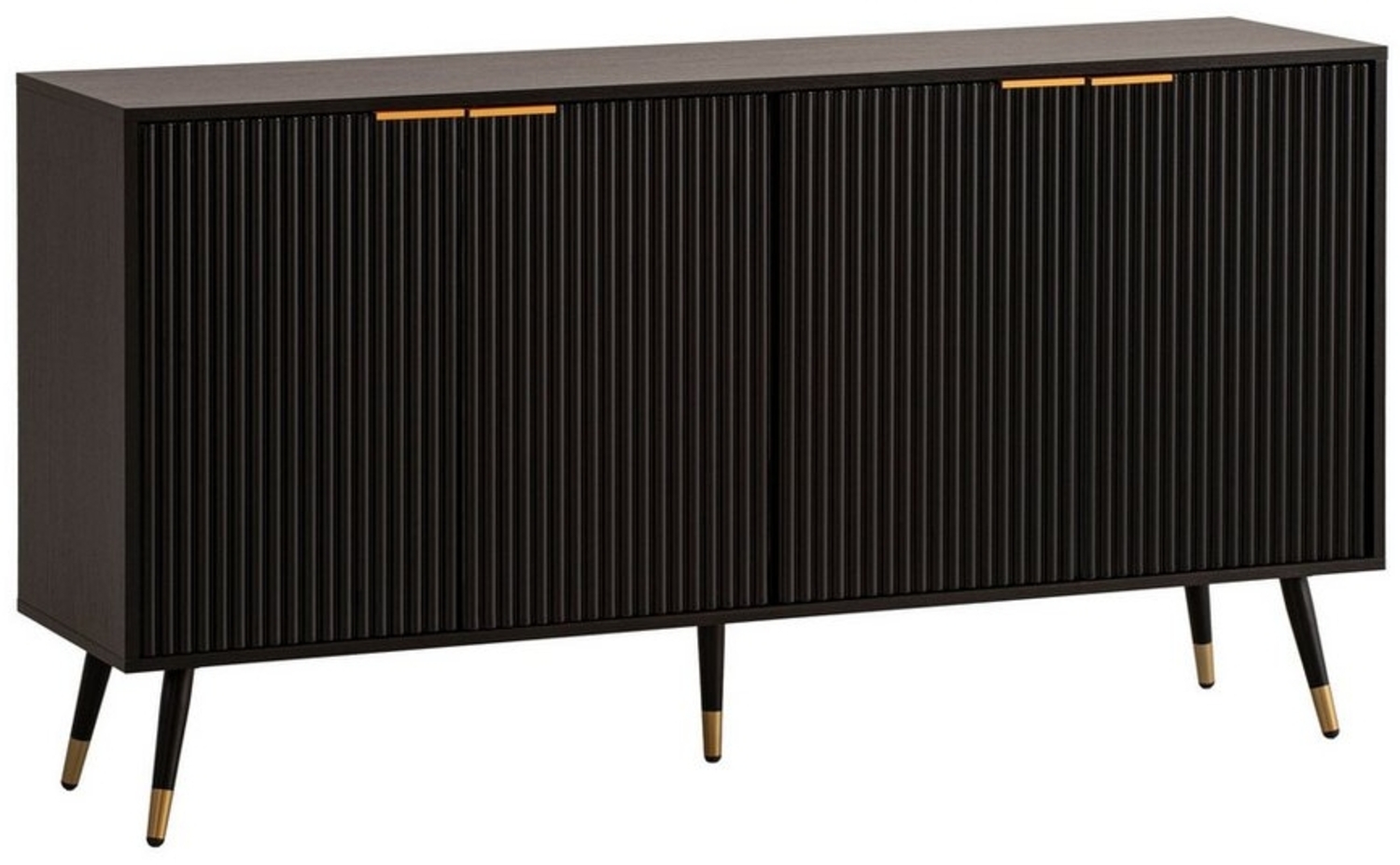 FINEBUY Sideboard FB104685 (150 x 81 x 39 cm Anrichte, Schwarz Eiche-Dekor), Kommode Türen Standschrank, Hoher Kommodenschrank Bild 1