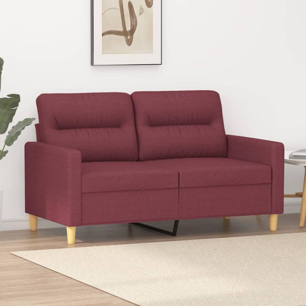 vidaXL 2-Sitzer-Sofa Weinrot 120 cm Stoff 359233 Bild 1