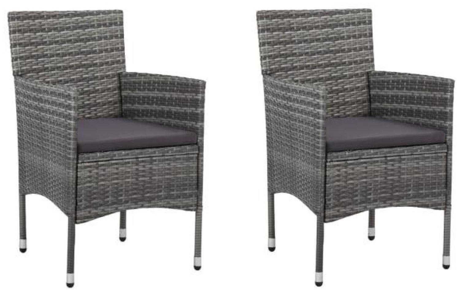 vidaXL Garten-Essstühle 2 Stk. Poly Rattan Grau 46180 Bild 1