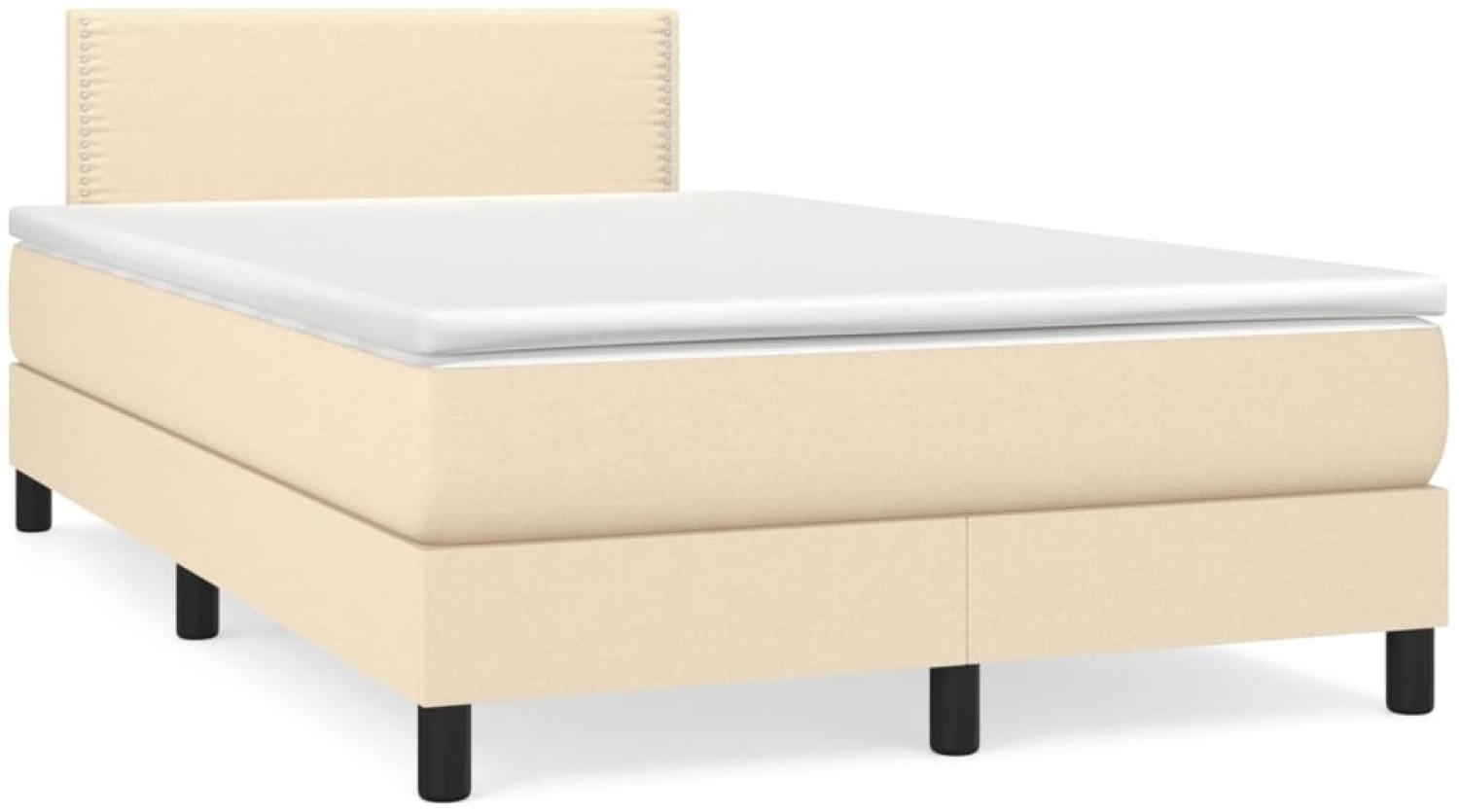 vidaXL Boxspringbett mit Matratze Creme 120x190 cm Stoff 3269721 Bild 1