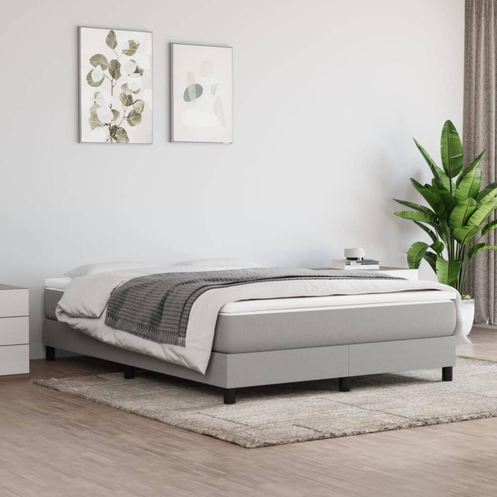 vidaXL Boxspringbett mit Matratze Hellgrau 160x200 cm Stoff 3144085 Bild 1