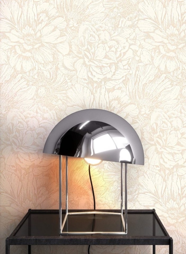 Newroom Vliestapete, Beige Tapete Floral Blumen - Blumentapete Vintage Weiß Creme Romantisch Modern Natur Blätter für Wohnzimmer Schlafzimmer Küche Bild 1