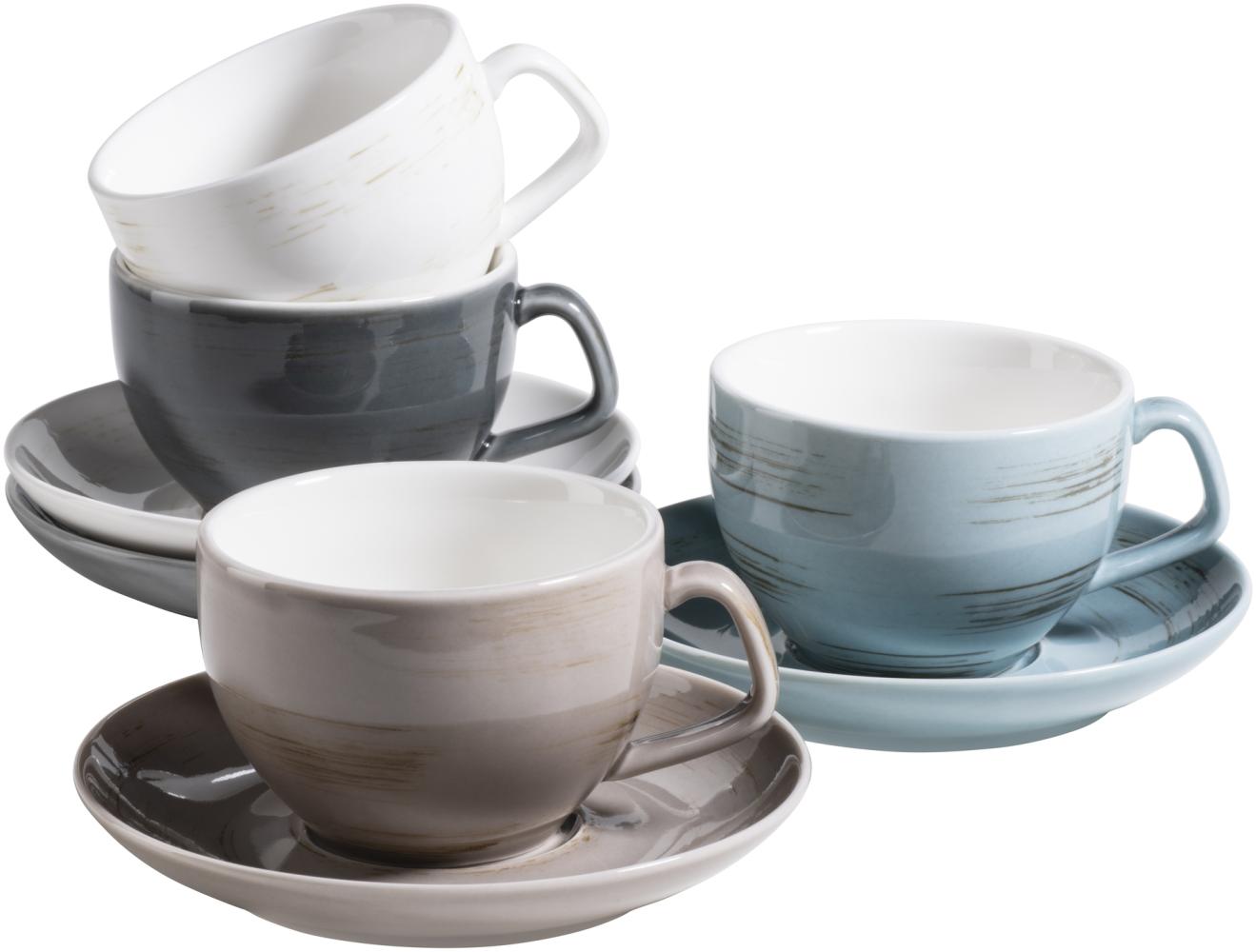 Mäser 931609 Kaffeetassen-Set Derby für 4 Personen, Porzellan, weiß/hellblau/beige (1 Set, 8-teilig) Bild 1