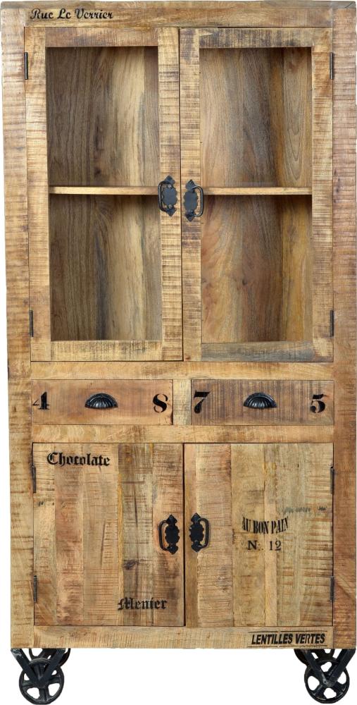 Vitrine Rustic Mangoholz Wohnzimmerschrank Schrank Vitrinenschrank Anrichte Bild 1