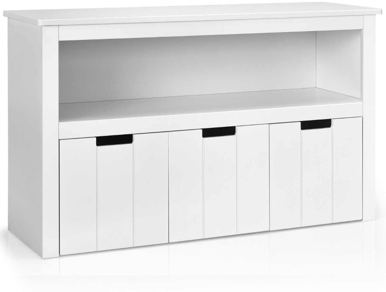 Aufbewahrungsschrank mit Schubladen Holz-Kinderschrank mit Rädern 101 x 33 x 62cm Weiß Bild 1