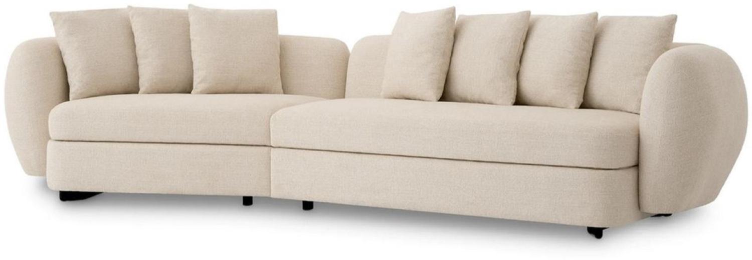 Casa Padrino Luxus Sofa Beige / Schwarz 314 x 130 x H. 68 cm - Gebogenes Wohnzimmer Sofa - Hotel Sofa - Wohnzimmer Möbel - Hotel Möbel - Luxus Möbel - Luxus Einrichtung Bild 1