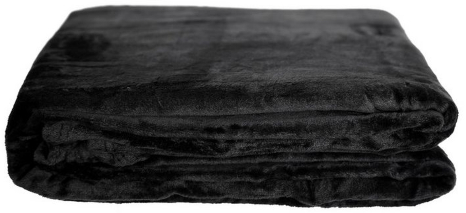 Kuschelige Decke 150x200 cm Fleecedecke Wohndecke aus Polyester Tagesdecke Schwarz Bild 1