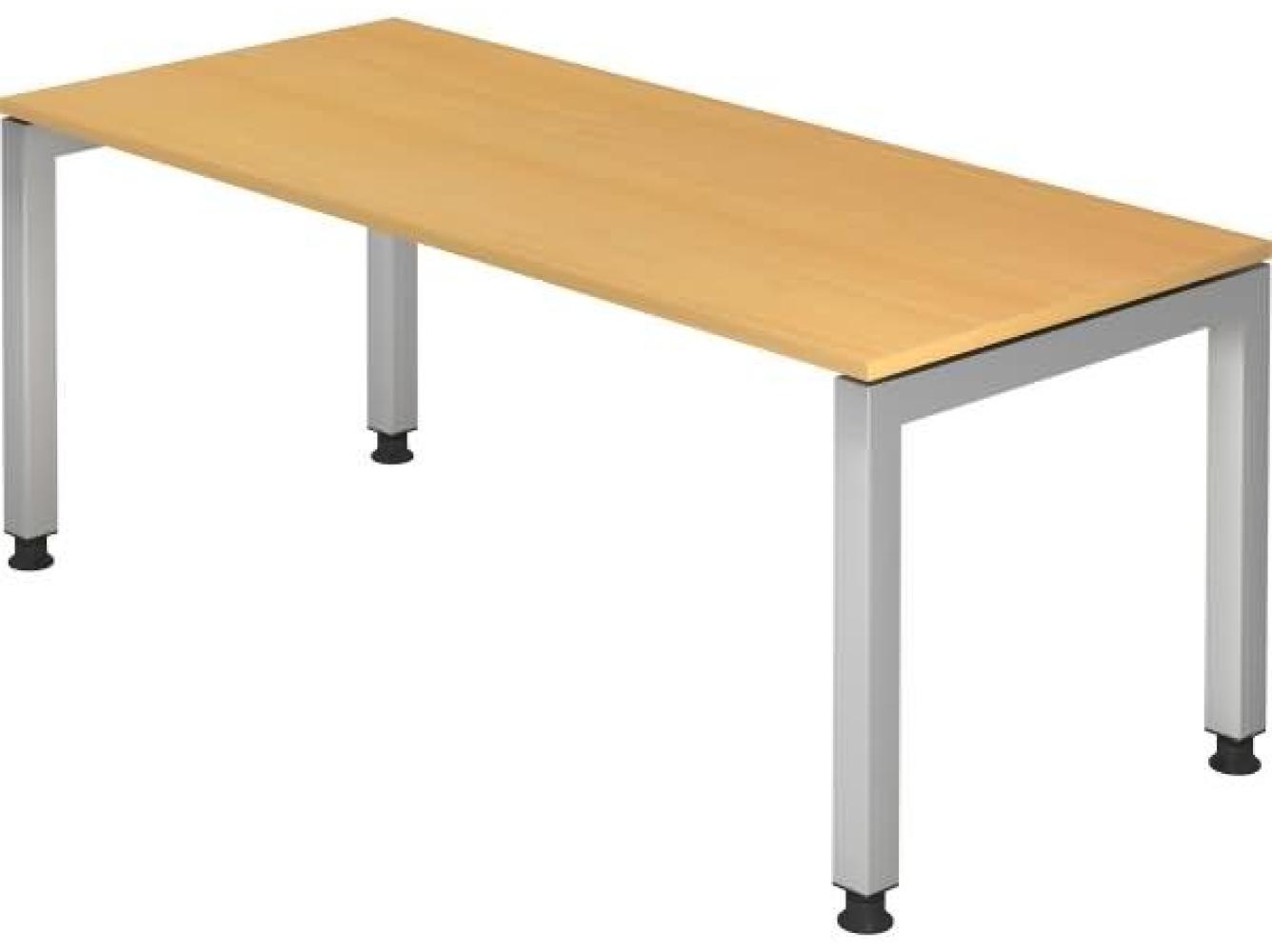 Schreibtisch JS19 U-Fuß eckig 180x80cm Buche Gestellfarbe: Silber Bild 1