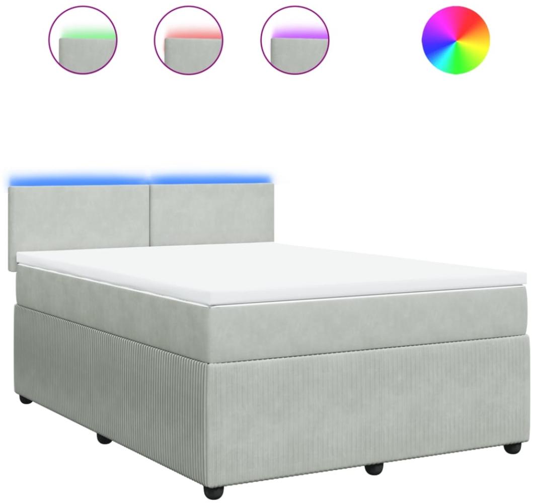 vidaXL Boxspringbett mit Matratze Hellgrau 160x200 cm Samt 3290076 Bild 1
