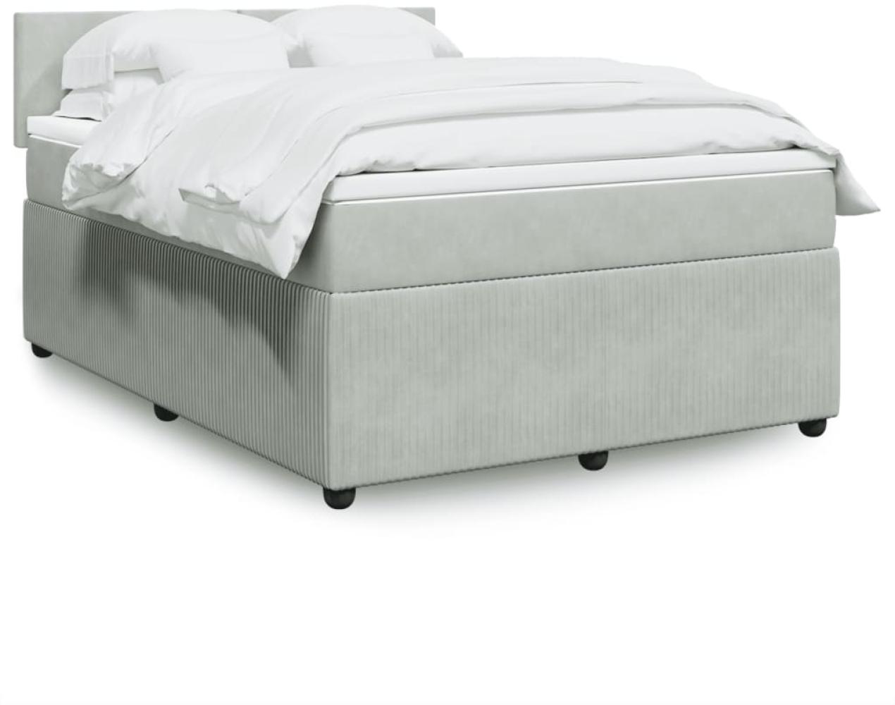 vidaXL Boxspringbett mit Matratze Hellgrau 160x200 cm Samt 3290076 Bild 1