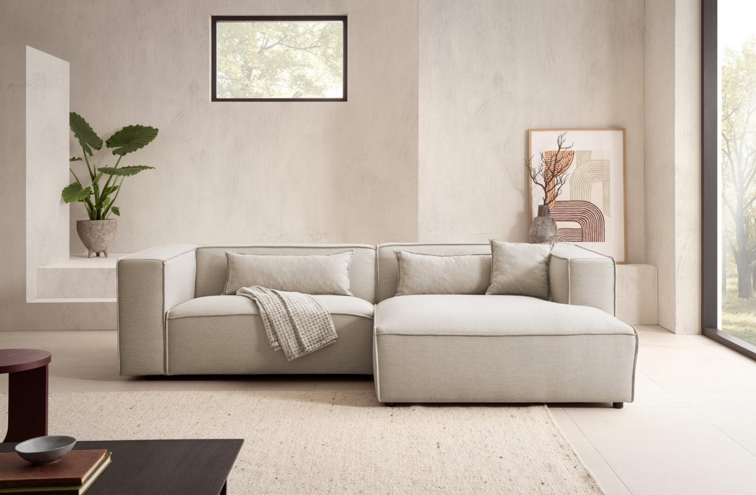 LeGer Home by Lena Gercke Ecksofa PIARA mit Kedernaht in Cord oder Leinenoptik, moderne Couch in L-Form, wahlweise Ottomane rechts/links, schwarze Füße, bequemer Sitzkomfort Bild 1