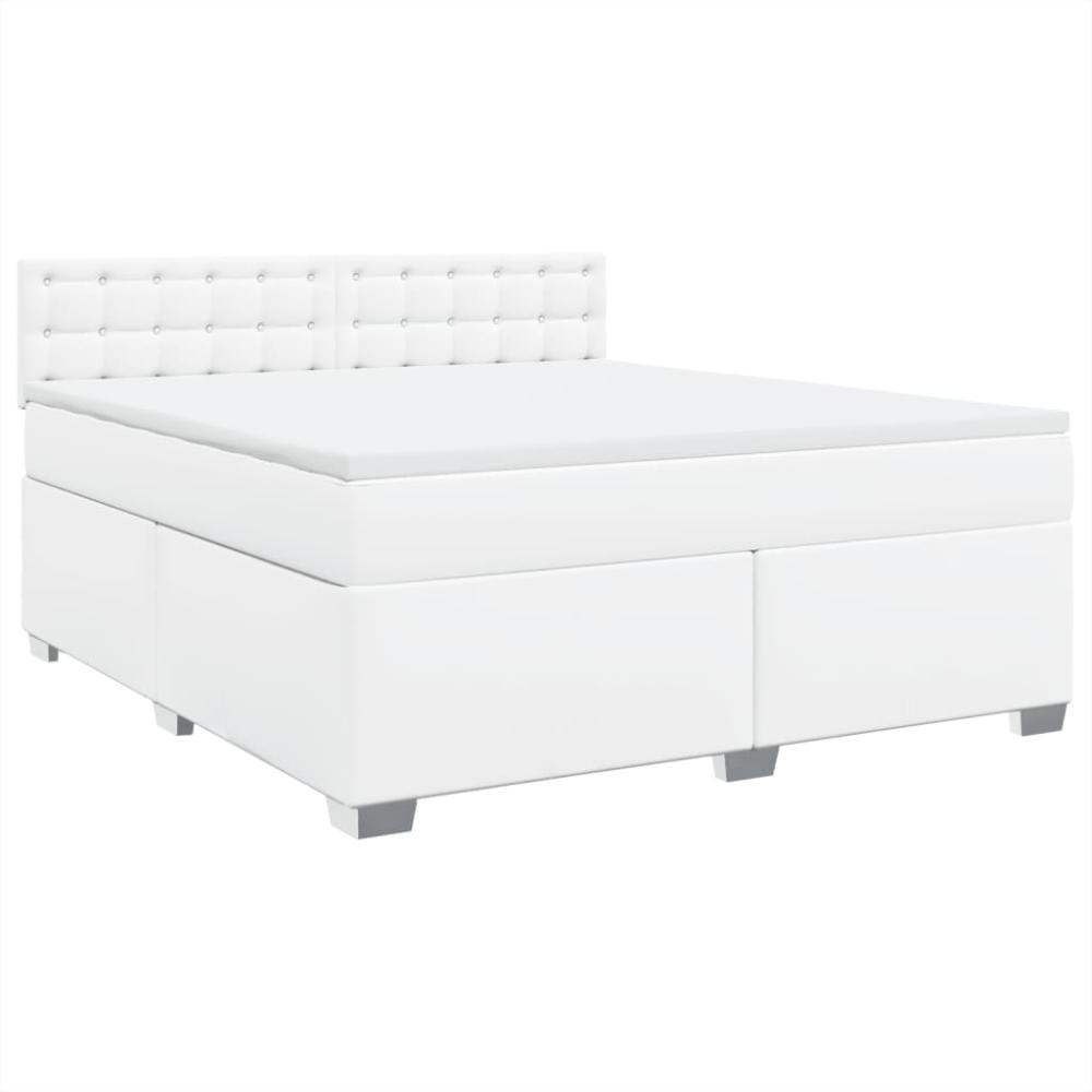 vidaXL Boxspringbett mit Matratze Weiß 180x200 cm Kunstleder 3286133 Bild 1